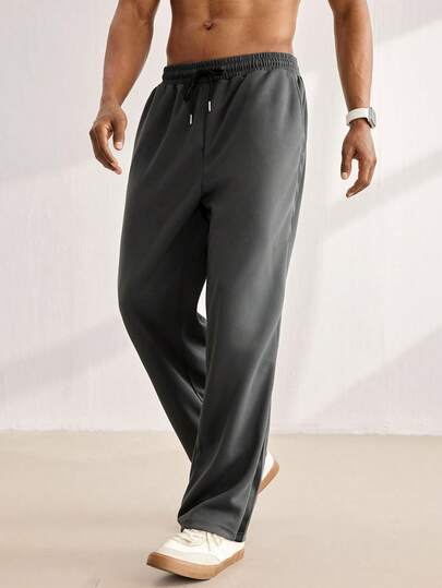 Driftmere 1 pieza Pantalón de chándal de corte holgado para hombre, pantalón casual para uso diario y trayectos, pantalón recto de ajuste relajado para entrenamiento, pantalón para senderismo al aire libre, ropa deportiva para fitness y running, otoño/invierno