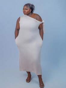 CurvyTilda Einfarbiges Kleid in Große Größen, Lässig & Urlaubsmode für den Alltag, Frühling/Sommer - Aprikosenfarben - Übersicht 4