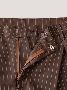 GENTILAND 2pcs Men's Woven Casual Loose Fit Long Sleeve Jacket And Straight Leg Pants Set - Brown - View 11