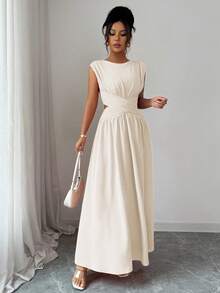 Women Midi Dresses - 杏色 - 查看 5