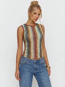Avantive Women's Casual Striped Tank Top, Summer - Multicolor - View 4