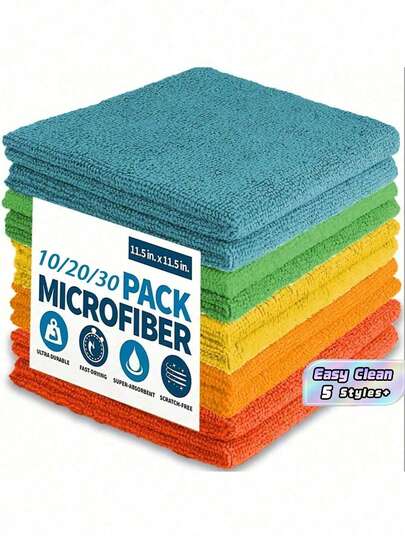 5/10/15/20/30 pezzi/confezione Set di asciugamani in microfibra multicolore - Varie quantità tra cui scegliere, per cucina, bagno, casa, articoli per la casa
