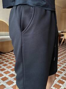 Ngobest Haus Ngobest Haus Men Drawstring Waist Slant Pocket Shorts - Black - View 6