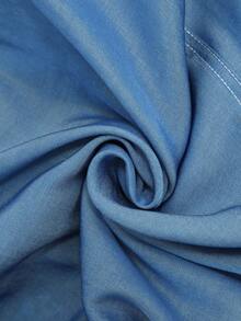 GlowEve CURVE Plus Size Collared Sleeveless Waist Cinched Dress - Blue - View 6