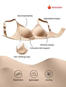 LUVLETTE Bra Tanpa Kawat Tanpa Jahitan dengan Dukungan Samping, Bra Santai, Bralette Tanpa Terlihat, Bernapas, Nyaman, untuk Olahraga, Lengket, Dasar, Warna Kulit, Tak Terlihat, Ukuran Bebas - Merah tua - View 6