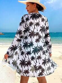 Swim Lushoire 2026 New Spring/Summer Women 3 PiecesRandom Print Beach Vacation Casual Swimsuit Set - Black and White - View 2