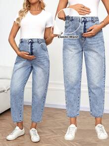 SHEIN Quần jeans nữ cạp cao, kiểu dáng thường ngày, màu xanh nhạt, chất liệu denim bạc màu, thích hợp mặc đi làm, đi nghỉ mát, tốt nghiệp, phong cách Y2K, dễ thương, đường phố, dự tiệc cưới, thanh lịch, công sở, đi biển, tốt nghiệp. Quần jeans nữ cạp cao, chất liệu denim bạc màu, eo chun, ống côn lửng, quần thường ngày, màu xanh nhạt, kiểu dáng rộng rãi, hiệu ứng rách, quần jeans thiết yếu hàng ngày. - Màu xanh lam - Xem 7