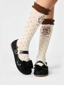 ROMWE Kawaii Bailarinas con decoración de lazo, elegantes y dulces para el Día de San Valentín - Lazo De Encaje Negro - Ver 1