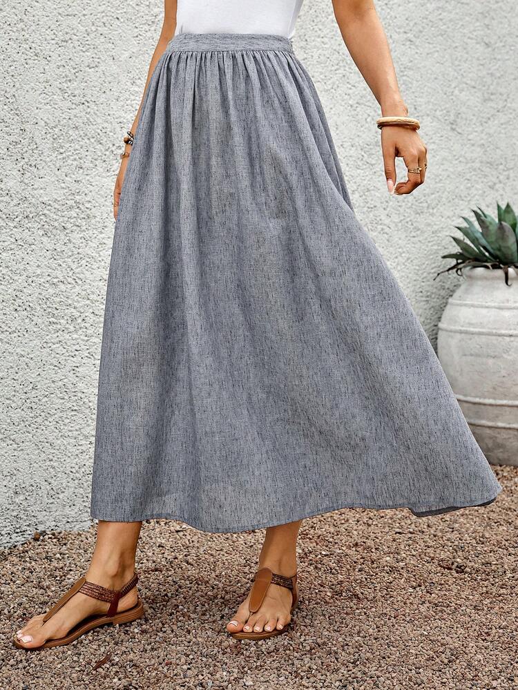 Women's Versatile All-Match Midi Skirt, Suitable For Commuting Vacation And Office Wear Holiday Grey Summer Casual Women's Skirts