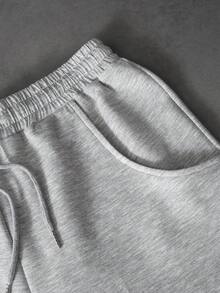 PAVTROS Men's Casual Solid Color Straight Leg Sweatpants - Grey - View 7