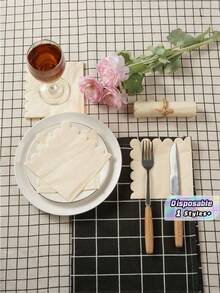 100张5 x 5英寸鸡尾酒餐巾纸，双层扇形边甜点餐巾纸，折叠式一次性餐巾纸，适用于晚餐、婚礼、生日派对、新娘周年纪念、招待会等活动。 - 多色 - 查看 1