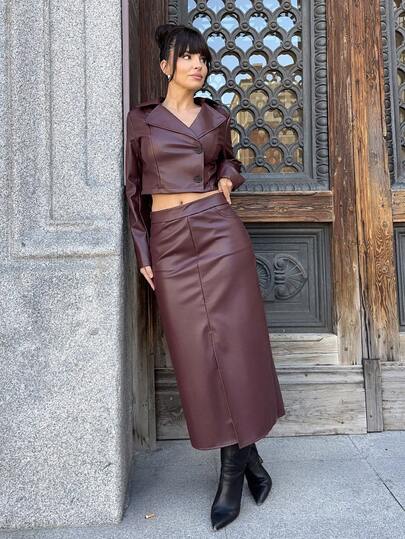 Marta Soriano 1 套女式纯色长袖上衣和裙子