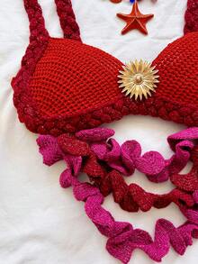 Soleia Bộ đồ 2 mảnh gợi cảm, lãng mạn, kiểu ombre gồm áo crop top và chân váy mini xếp tầng, thích hợp cho tiệc tùng, hẹn hò, hộp đêm, phong cách boho, nghỉ mát, trang phục nữ mùa thu, vintage. - Nhiều màu - Xem 4