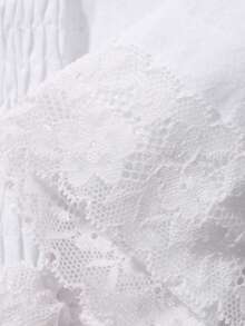 DAZY Áo camisole nữ mùa hè phối ren, dây mảnh, buộc dây, kiểu dáng thường ngày đi nghỉ mát. - trắng - Xem 8