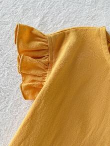 Cozy Pixies Conjunto de 2 piezas para bebé niña con top sin mangas de cuello redondo con volantes y pantalones de cintura elástica de unicolor - Amarillo - Ver 3
