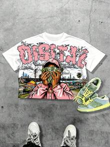 Manfinity EMRG Áo thun nam dáng rộng, phong cách đường phố, họa tiết graffiti. - Nhiều màu - Xem 3