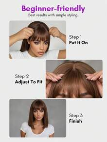 Glueless Bob Wig Human Hair Wigs With Bangs Human Hair Lace Wigs For Women #4 Brown All Ready Wig Pre Bleached Pre Plucked Pre-Cut Lace Melting 4x4 Lace Closure Glueless Wig With Front Hair 100% Human Hair 9AM HAIR - S4 - View 11