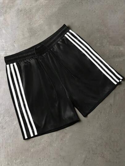 PAVTROS Men's Summer Casual Striped Patchwork Drawstring Waist Shorts
