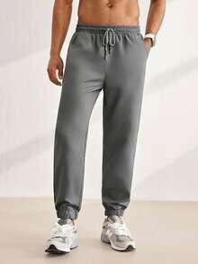 Driftmere Men's Casual Solid Color Drawstring Slant Pocket Jogger Pants, Fall Father's Day – A Fathers Day Gift Guide - Dark Grey - View 7