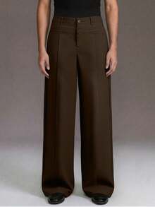 STYNVO Men's Casual Versatile Solid Color Straight Leg Pants - Coffee Brown - View 4