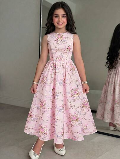 SHEIN Vestido corto de punto de textura con cuello redondo, decoración floral 3D, volantes franceses y ajuste ceñido para niñas preadolescentes. Vestido de princesa para uso diario, fiesta de Año Nuevo, salida de primavera, graduación, fiesta de cumpleaños, vacaciones tropicales, picnic, fiesta de jardín. Vestido de verano estético para adolescentes, blanco.