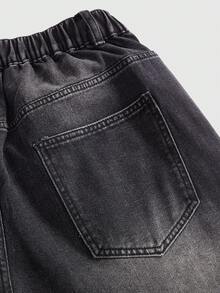 ROMWE Grunge Punk Shorts vaqueros con botones de strass para mujer de talla grande - Negro - Ver 4