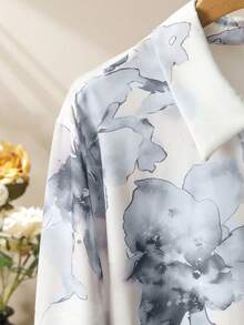 Lacomfia 女士扎染印花衬衫和阔腿裤两件套，浪漫日常穿搭，大码 - 彩色 - 查看 7