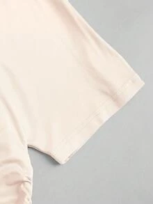 Sweetra Neuer Frühling/Sommer Damen stilvoller High Street Chic asymmetrischer Schulter figurbetonte schmale bequeme lässig Sport T-Shirt - Aprikosenfarben - Übersicht 5