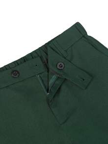 Calvornis Men's Casual/Business Solid Color Slant Pocket Formal Suit Pants, Ceremony - Dark Green - View 4