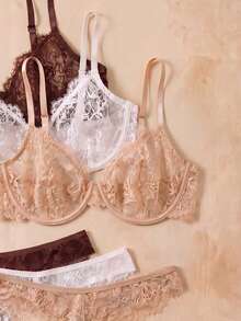 HautHeat 6pcs Women Lace Underwire Comfortable Bra Sets - Multicolor - View 3