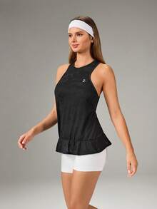 OutZeal Áo tập thể dục nữ, áo tank top thể thao mùa hè, áo tập chạy bộ, tennis, áo năng động. - màu đen - Xem 4