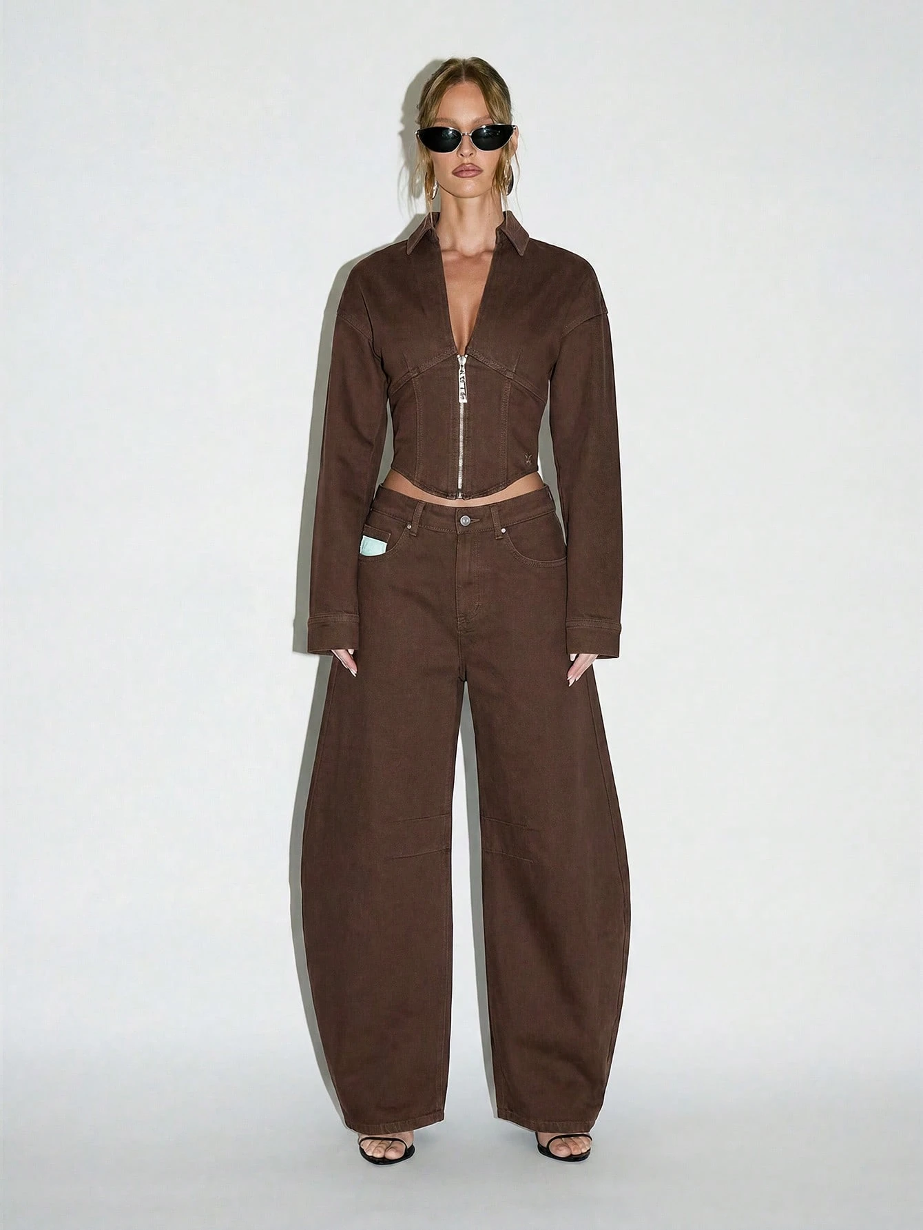 High Waisted Barrel Leg Raw Denim Jeans