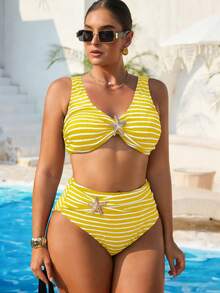 Swim Vcay Bộ đồ bơi hai mảnh Tankini kẻ sọc cỡ lớn, kiểu dáng tối giản, thích hợp mặc hàng ngày, đi biển mùa hè. - Nhiều màu - Xem 3