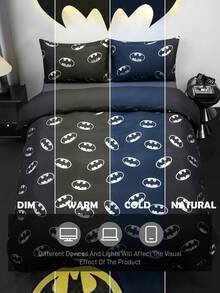 BATMAN X SHEIN Set 3 buah Selimut Motif Perak Panas Warna Hitam, Selimut Motif Animasi, Nyaman dan Lembut, Hangat dan Dapat Dicuci dengan Mesin, Cocok untuk Tempat Tidur Single/Double/Queen/King, Asrama/Rumah, Perlengkapan Tidur yang Sejuk - pencampuran warna - View 8
