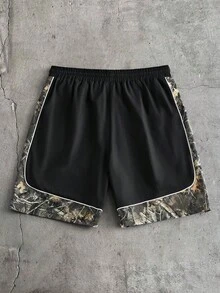 AXEPEAK Quần short nam in họa tiết, cạp chun, kiểu dáng thường ngày, thích hợp cho mùa xuân/hè. - Nhiều màu - Xem 2