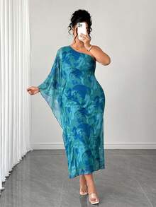 GlowEve CURVE Plus Size Elegant Casual Sleeveless Allover Print Dress For Summer - Multicolor - View 5