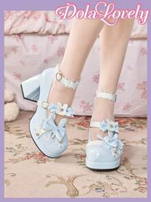 Màu xanh + ren nhiều nơ
