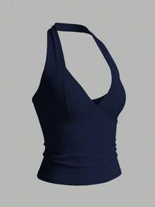 Airaco Sexy Solid Color Backless Halter Neck Top, Summer - Multicolor - View 3