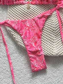 Swim Vcay Women's Summer Beach All-Over Print Halter Tie Sexy Bikini And Triangle Briefs Swimsuit Set - Multicolor - View 6