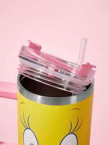 LOONEY TUNES X SHEIN Cốc giữ nhiệt 40oz có tay cầm, cốc cách nhiệt, bình nước giữ nhiệt chân không, cốc du lịch bằng thép không gỉ, cốc dùng trên xe hơi. - Màu vàng - Xem 4