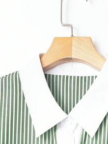 EMERY ROSE Plus Size Women's Colorblock Striped Casual Versatile Everyday Shirt - Multicolor - View 4