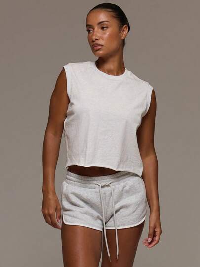 MUSERA Cotton Blended Crewneck Sleeveless Loose Fit Raw Hem Tank Vest Top  Cute Everyday Basics Sexy Daily Spring Summer Essential