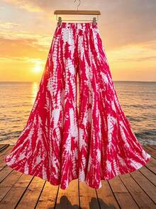 GlowEve Damen elegante Mode lässig bequeme charmante Retro minimalistische romantische Urlaubs Batik-Muster Weite Hose (zufälliger Muster) - Pink - Übersicht 1