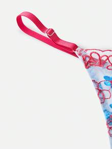Bella Beso 2件組紅藍對比色鋼圈刺繡內衣套裝，適合夏季 - 查看 9