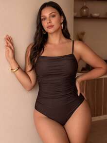 Swim Chiccia Bộ đồ bơi liền thân thanh lịch, tối giản, sang trọng dành cho nữ năm 2026, đồ bơi liền thân mùa xuân/hè, đồ bơi liền thân che phủ toàn thân, cỡ lớn. - Cà phê nâu - Xem 9