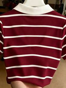 Franclia Blusa de uso diario versátil y casual con diseño de rayas y patchwork para mujer - Multicolor - Ver 2