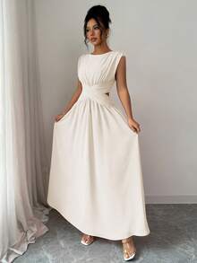 Women Midi Dresses - 杏色 - 查看 3