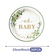 植物主题 Oh Baby 一次性餐盘、餐巾纸和杯子套装，可供 20 位客人使用。这款一次性派对用品套装（包括餐盘、餐巾纸和杯子）非常适合生日派对、婚礼和家庭野餐。 - 查看 9