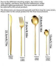 Juego de 12 piezas de utensilios de cocina de acero inoxidable, juego de vajilla para servir en buffet y fiestas - Dorado - Ver 3