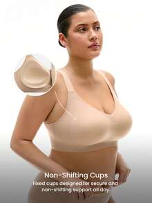 LUVLETTE Bra Tanpa Kawat Tanpa Jahitan dengan Dukungan Samping, Bra Santai, Bralette Tanpa Terlihat, Bernapas, Nyaman, untuk Olahraga, Lengket, Dasar, Warna Kulit, Tak Terlihat, Ukuran Bebas - Merah tua - View 10